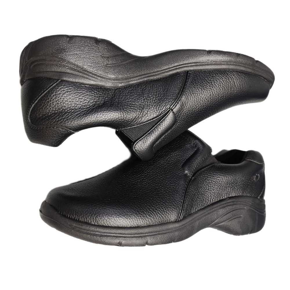 Nurse Mates Dove Nursing Shoes Womens US 10W Black Leather Slip Resistant EUC